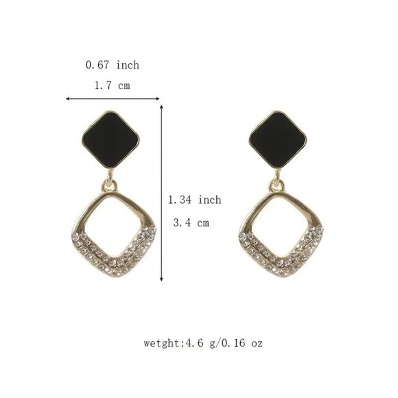 ⭐️NWT Geometric Gold And Black Dangle Stud Earrings - Picture 2 of 3
